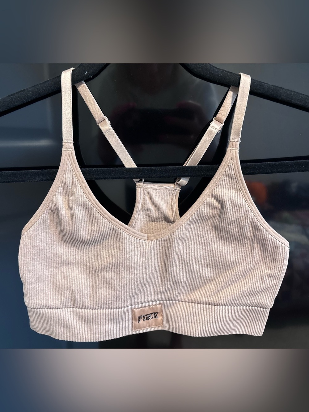 PINK Victoria's Secret Ribbed Bralette in Light Beige